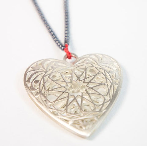 Silver Heart Pendant on Necklace