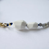 Facet Raw Porcelain Beads And Labradorite Bracelet