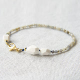 Facet Raw Porcelain Beads And Labradorite Bracelet