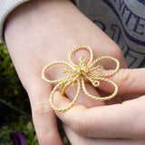 GOLD plated, Large Silver Flora Filigrain Ring