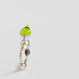 Change, Glass Drop Ring in Silver with green Glass