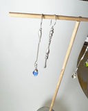 Change, UNIQUE Ear pendants in silver & blue glass