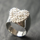 Crochet Heart Ring Silver