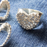 Crochet Heart Ring Silver