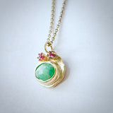 Friend Pendant In Gold With Emerald And Ruby