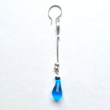 Change, UNIQUE Ear pendant in silver & blue glass
