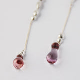 Change, UNIQUE Ear pendants in silver & pink glass