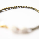 Facet Raw Porcelain Beads And Pyrite Bracelet