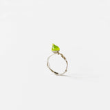 Change, Glass Drop Ring in Silver with green Glass