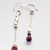Change, UNIQUE Ear pendants in silver & pink glass