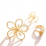 GOLD plated, Large Silver Flora Filigrain Ring